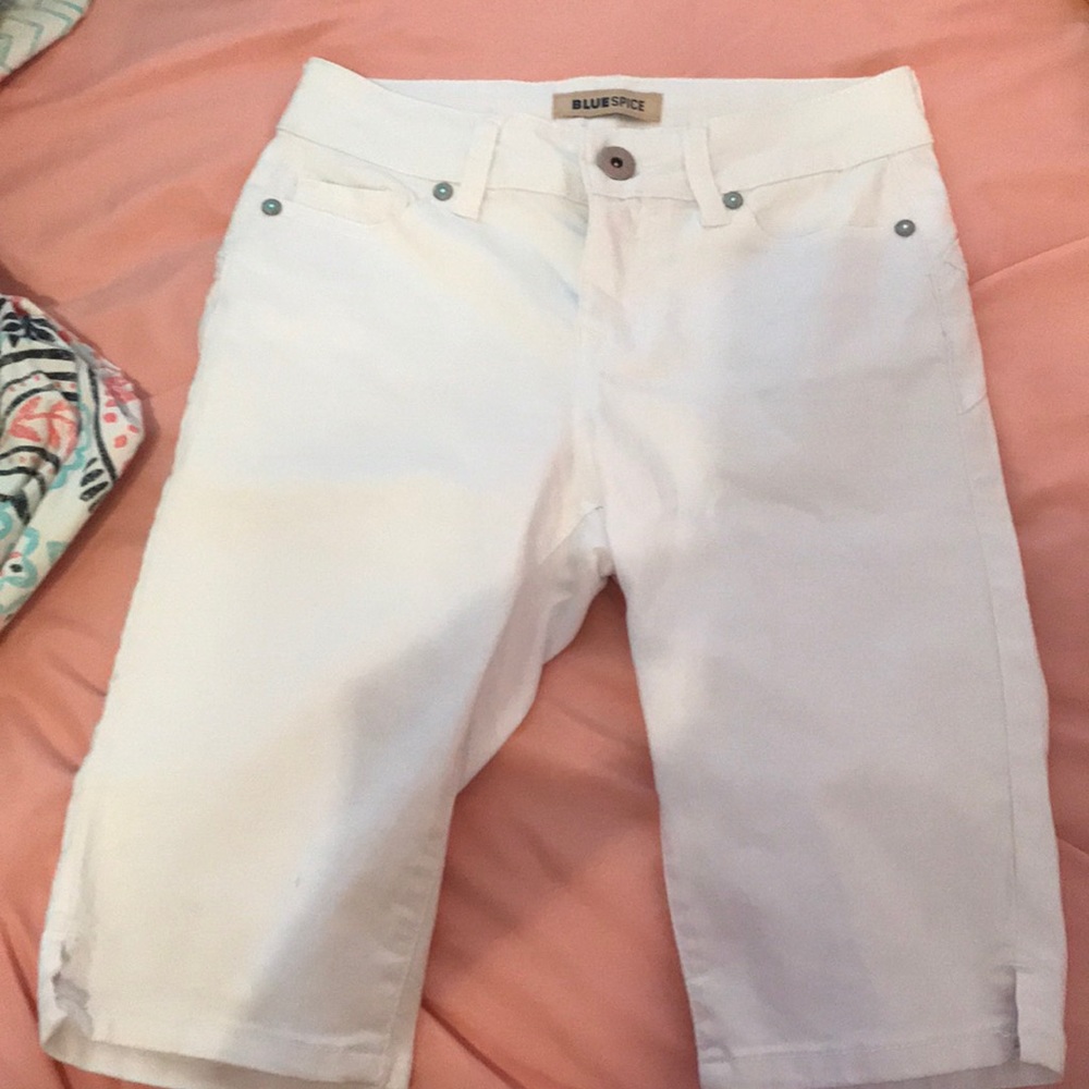 White blue spice shorts